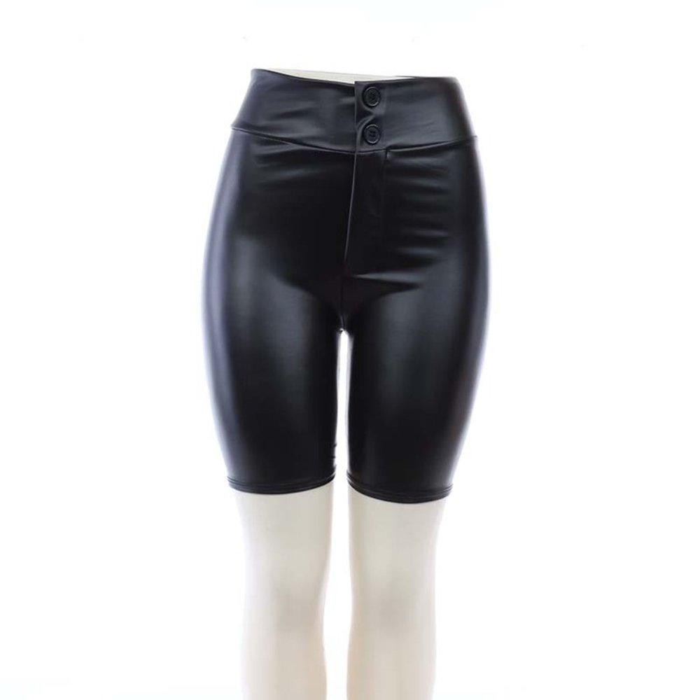 USA HIGH WAISTED BEAUTIFUL WOMEN PU LEATHER BERMUDA PANT LEGGING NEW MATT BLACK